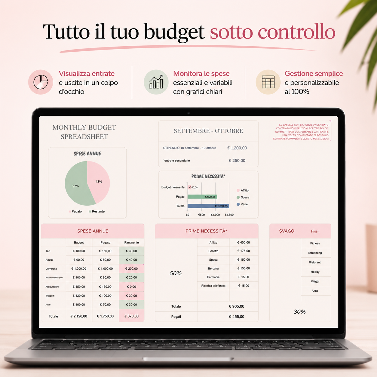 Budget Planner Digitale - Organizza le tue finanze senza stress