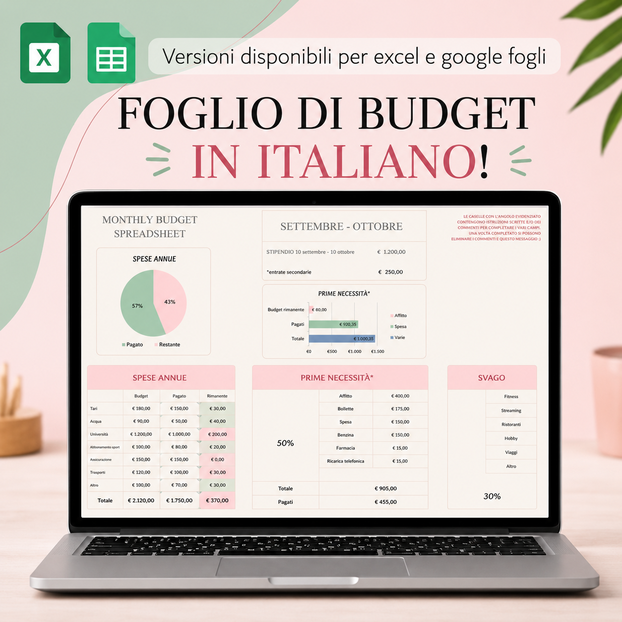Budget Planner Digitale - Organizza le tue finanze senza stress